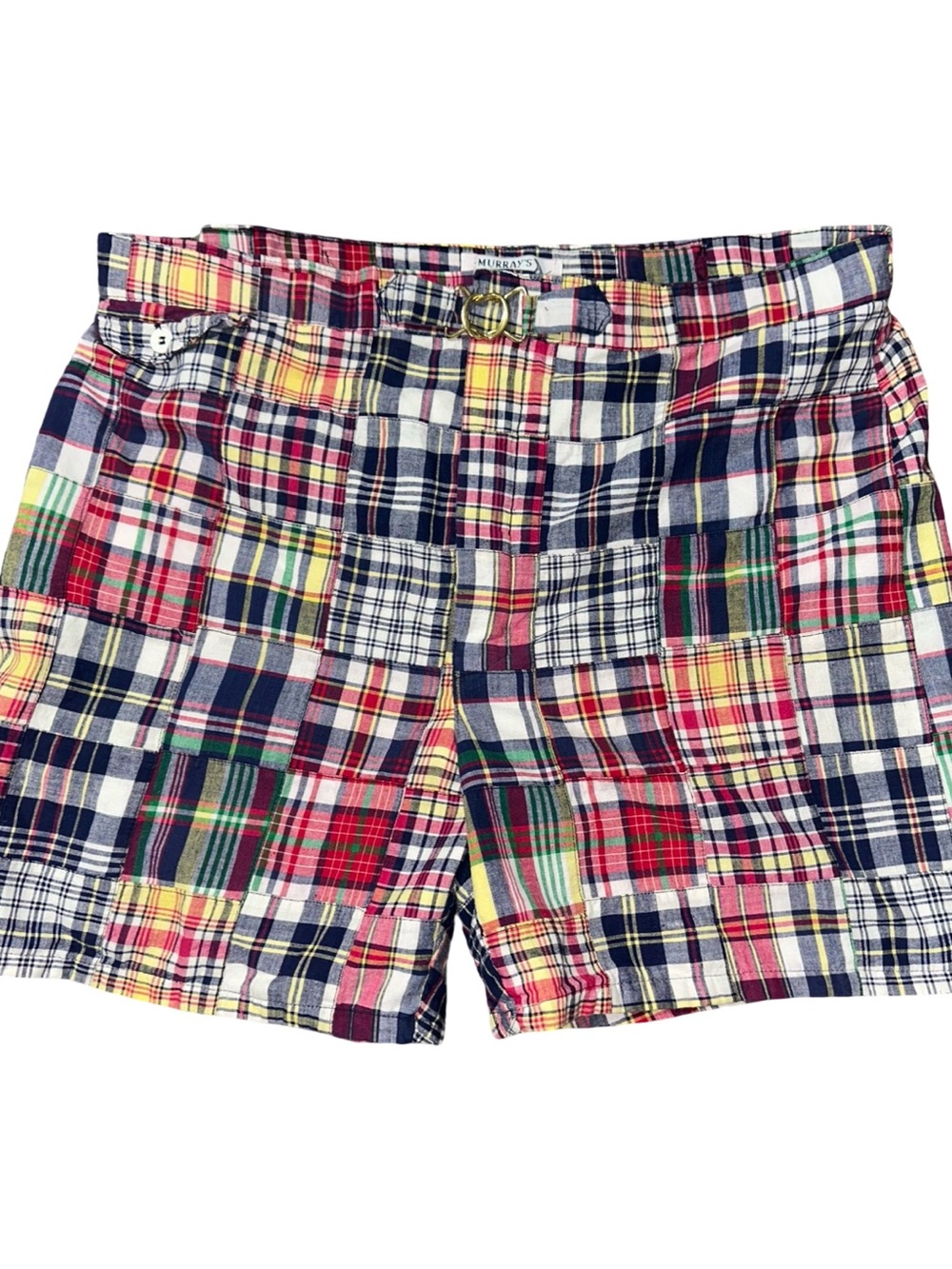 Murray’s Toggery Shop Vintage 40 Multicolor Madras Patchwork Flat Front Shorts